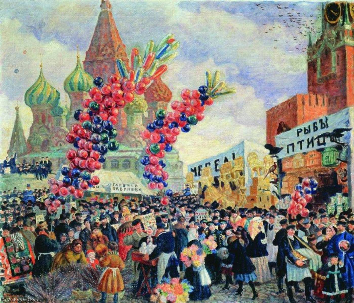 Order Art Reproductions Fair on Red Square, Moscow, 1917 by Boris Mikhaylovich Kustodiev | ArtsDot.com
