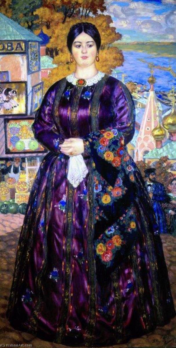 Order Paintings Reproductions The Merchant`s Wife, 1915 by Boris Mikhaylovich Kustodiev | ArtsDot.com