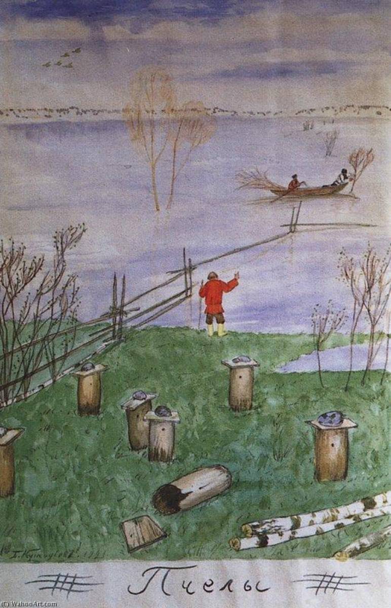 Acheter Reproductions D'art De Musée Une illustration pour le Poem Bees de Nikolai Nekrasov, 1921 de Boris Mikhaylovich Kustodiev | ArtsDot.com