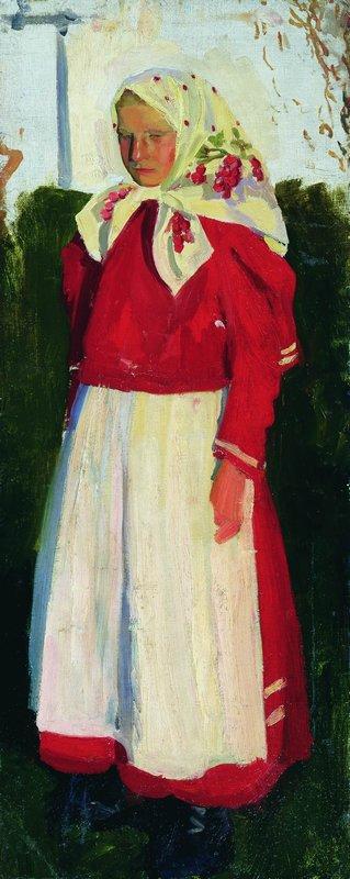 Buy Museum Art Reproductions Dunya in Red, 1905 by Boris Mikhaylovich Kustodiev | ArtsDot.com