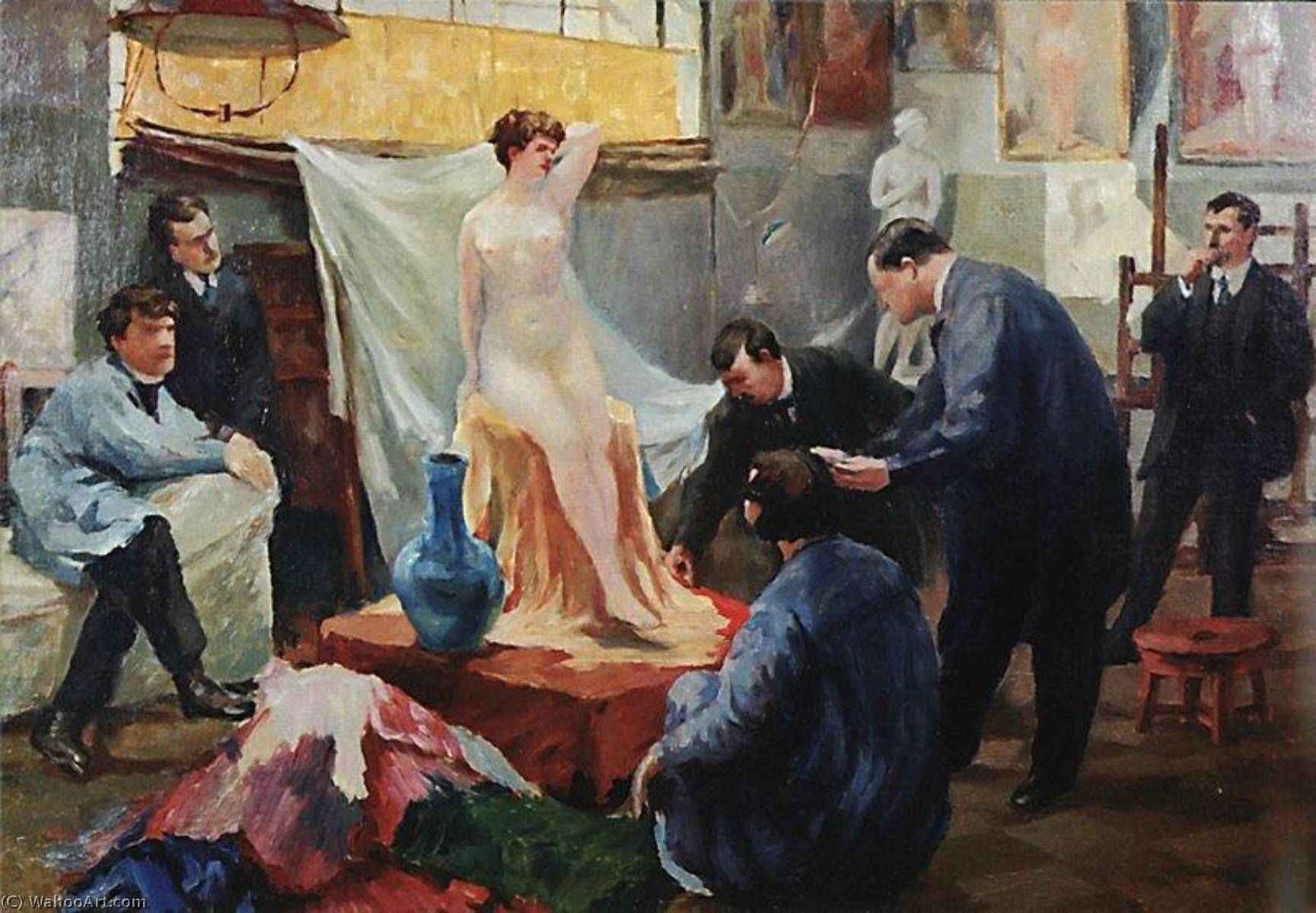 Order Oil Painting Replica Ilya Repin`s Studio, 1899 by Boris Mikhaylovich Kustodiev | ArtsDot.com