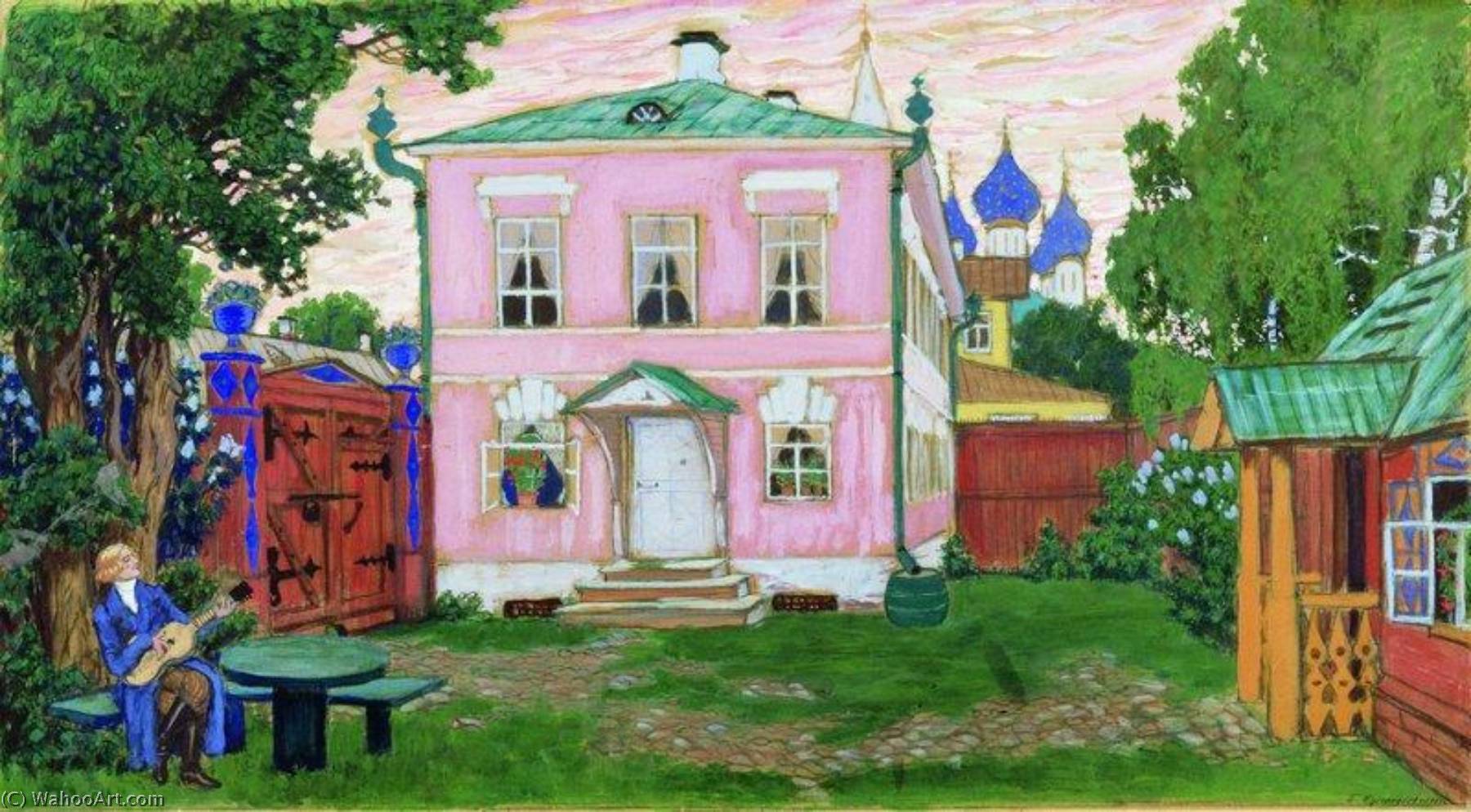Buy Museum Art Reproductions A House, 1911 by Boris Mikhaylovich Kustodiev | ArtsDot.com