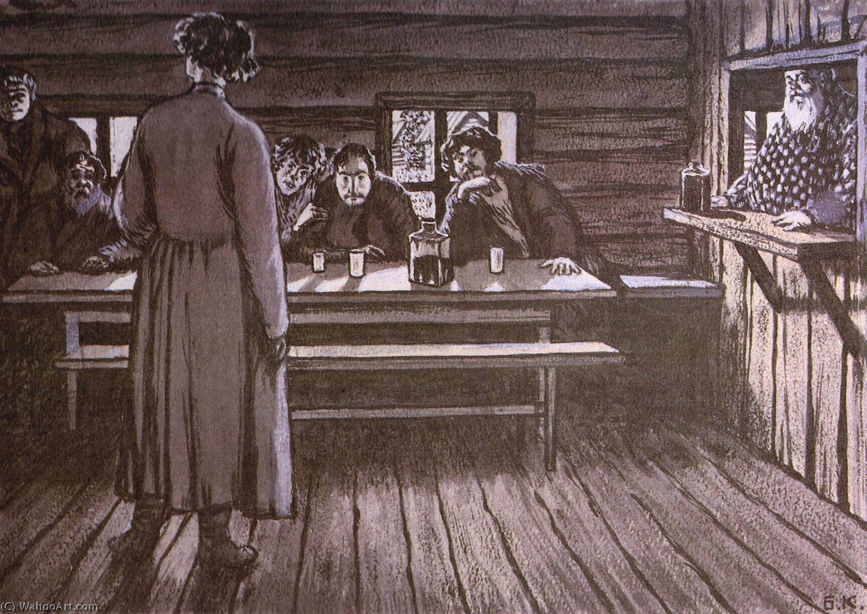 Ordinare Riproduzioni D'arte Inglese Yakov Turok sta cantando, 1908 di Boris Mikhaylovich Kustodiev | ArtsDot.com