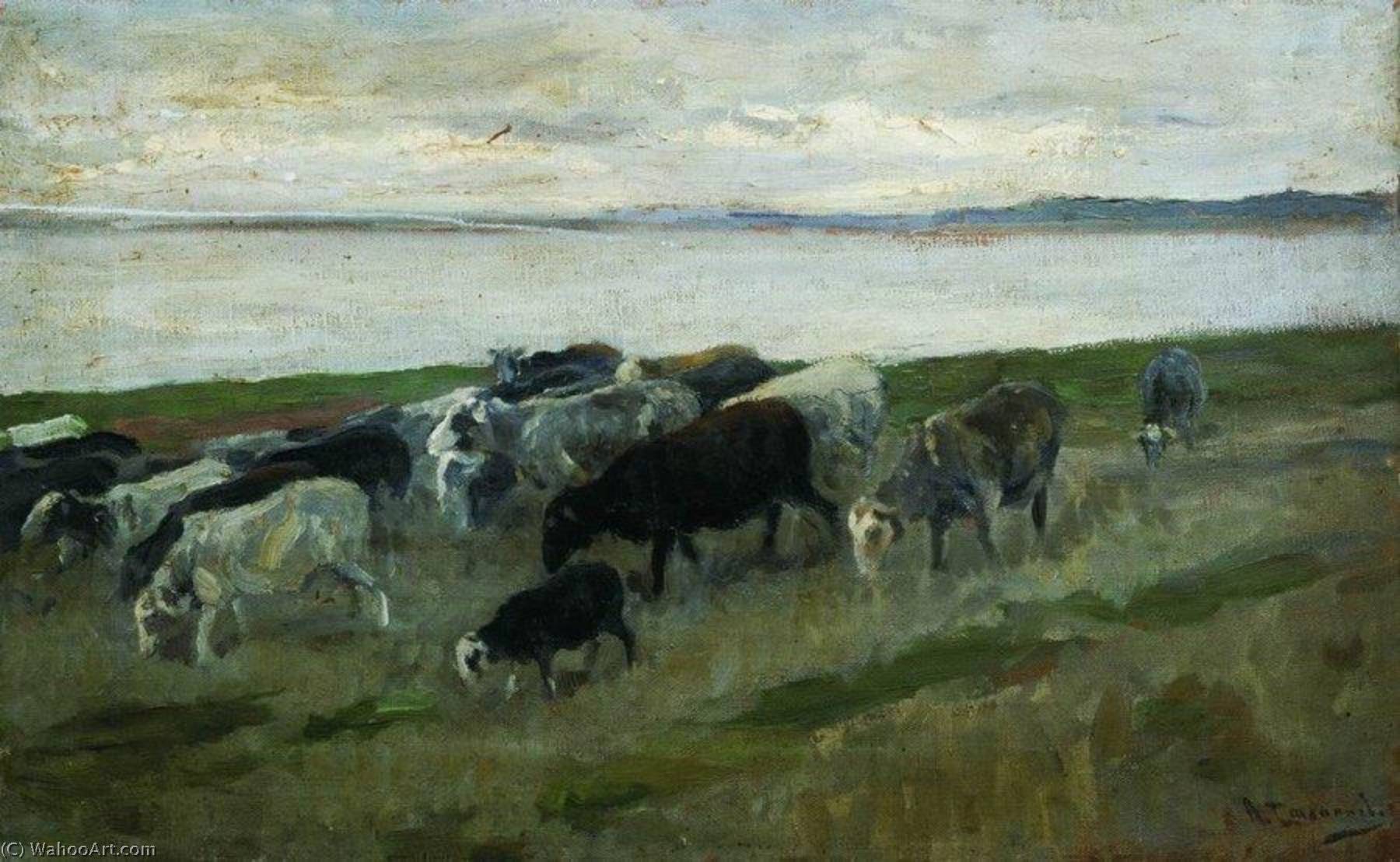 Compra Riproduzioni D'arte Del Museo Un Flock di pecore di Alexei Stepanov (1858-1923) | ArtsDot.com