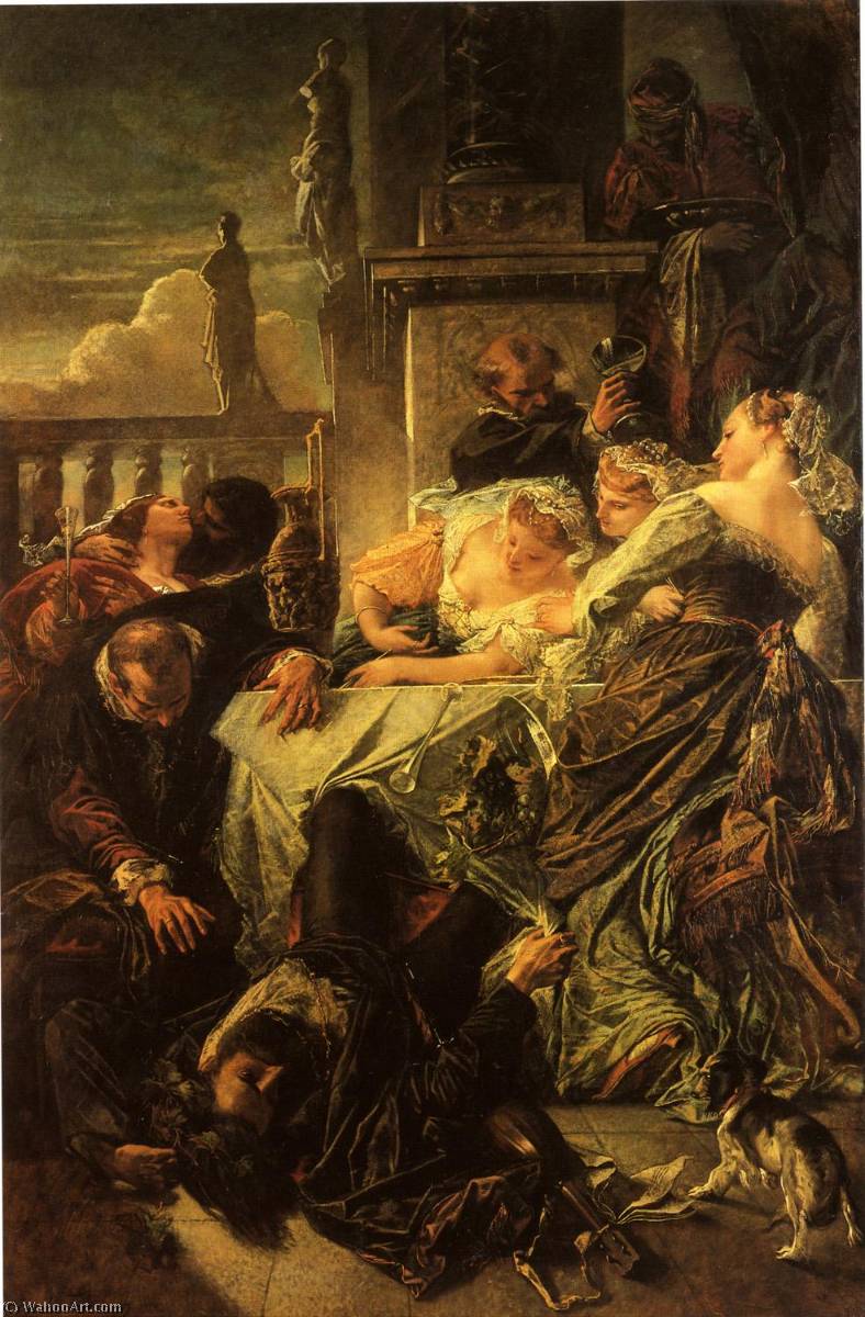 Pedir Reproducciones De Arte Der Tod des Dichters Pietro Aretino, 1854 de Anselm Feuerbach (1829-1880) | ArtsDot.com