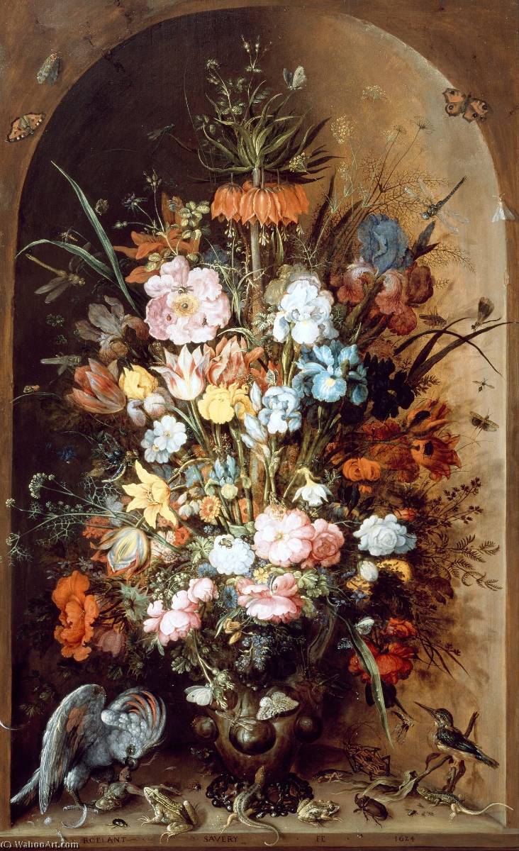 Ordem Reproduções De Arte Grande flor ainda vida com Coroa Imperial, 1624 por Roelant Savery (1576-1639) | ArtsDot.com