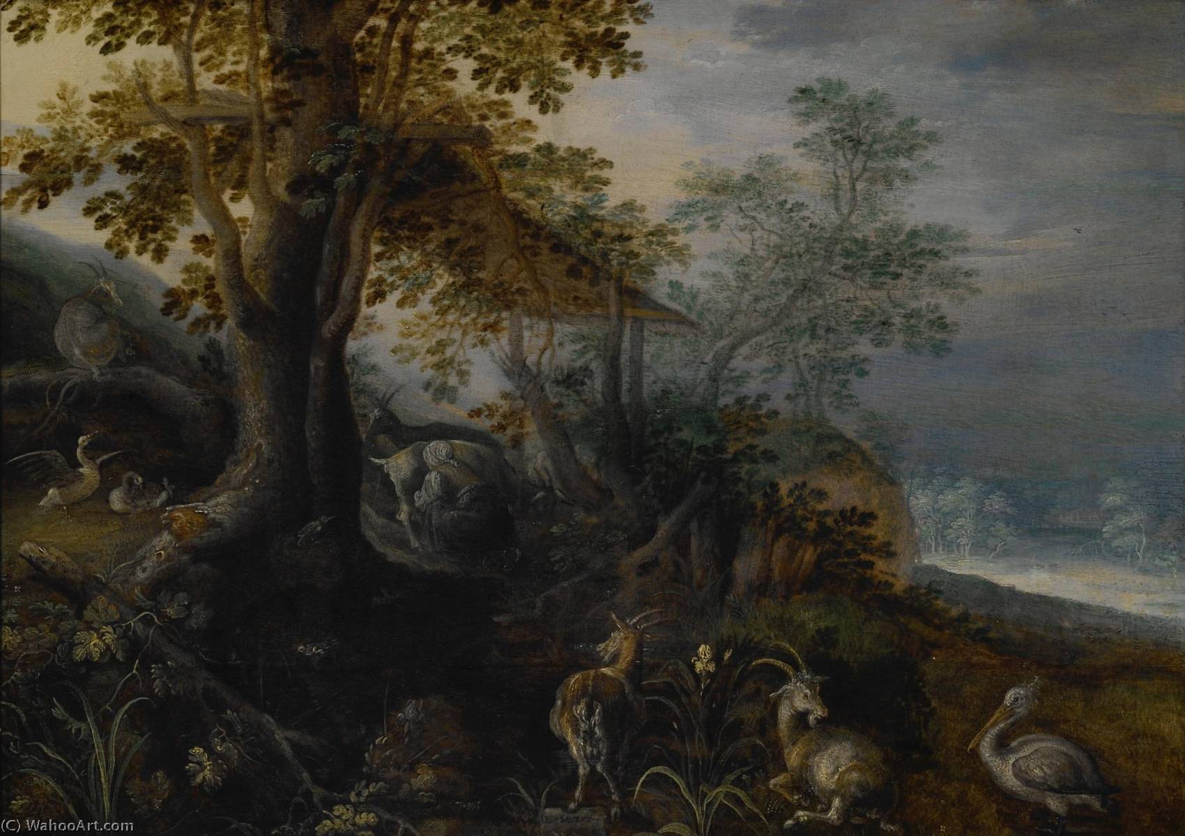 Kauf Museum Kunstreproduktionen Landschaft mit Tieren, 1610 von Roelant Savery (1576-1639) | ArtsDot.com