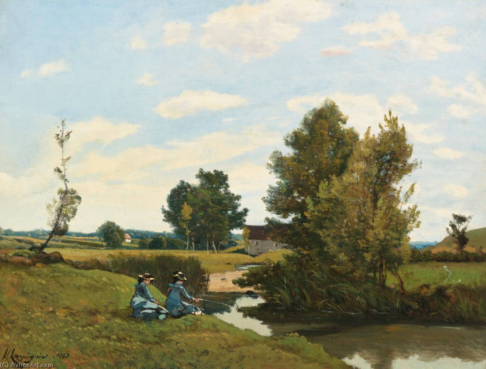 Order Paintings Reproductions An afternoon along the Loing, near Saint PrivÉ by Henri-Joseph Harpignies (1819-1916, France) | ArtsDot.com