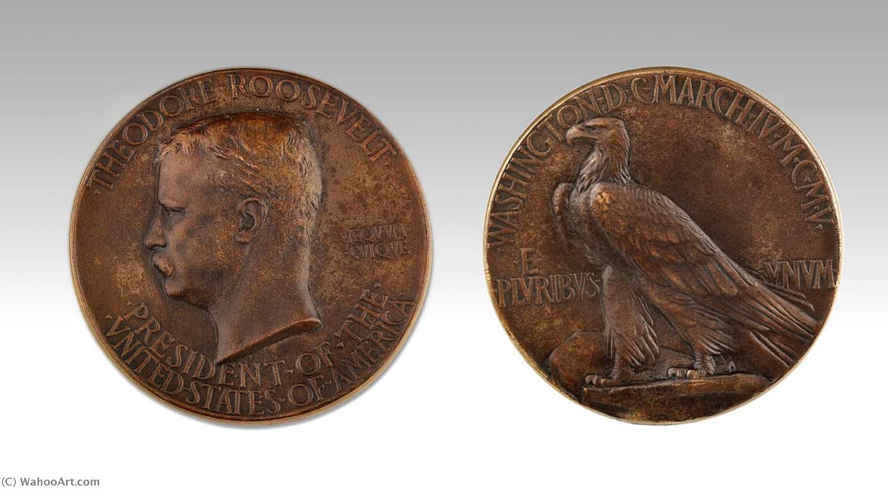 Buy Museum Art Reproductions Theodore Roosevelt Presidential Inaugural Medal, 1905 by Augustus Saint Gaudens (1848-1907, Ireland) | ArtsDot.com