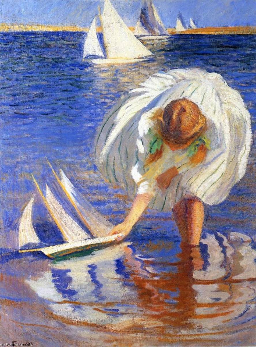 Order Art Reproductions Girl with Sailboat (also known as Child with Boat), 1899 by Edmund Charles Tarbell (1862-1938, United States) | ArtsDot.com