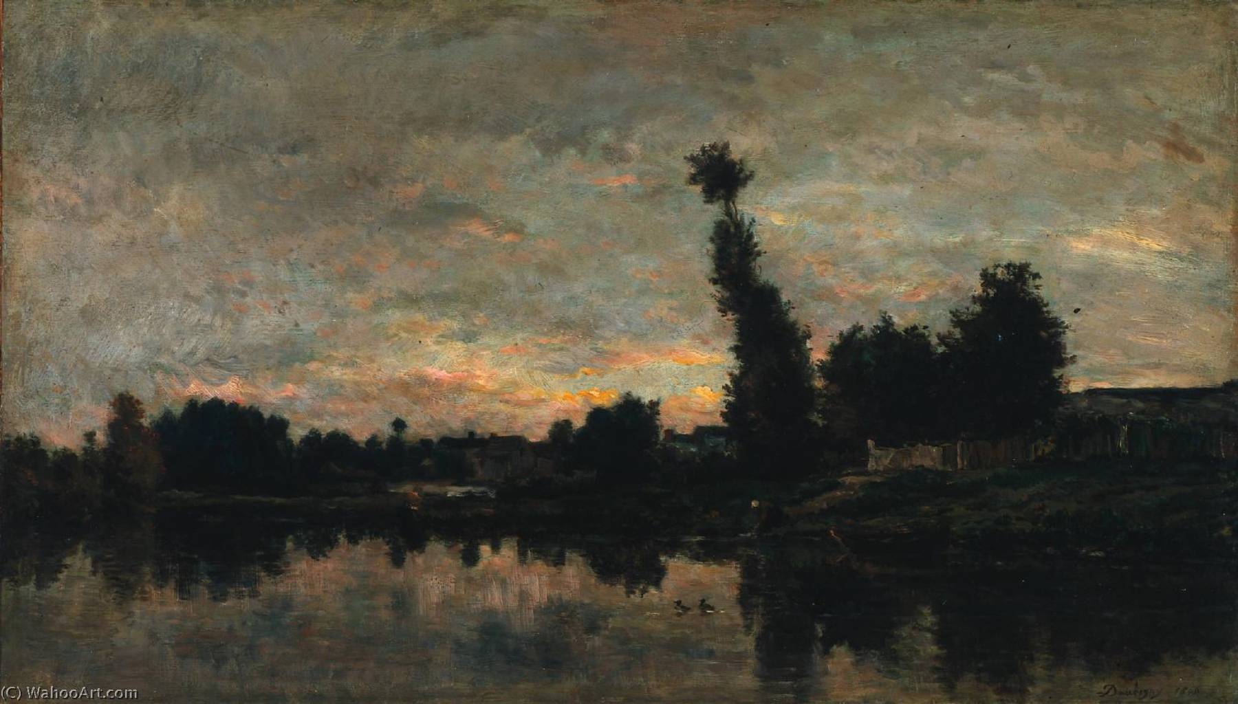 Buy Museum Art Reproductions Sunset on the River Oise, 1866 by Charles François Daubigny (1817-1878, France) | ArtsDot.com
