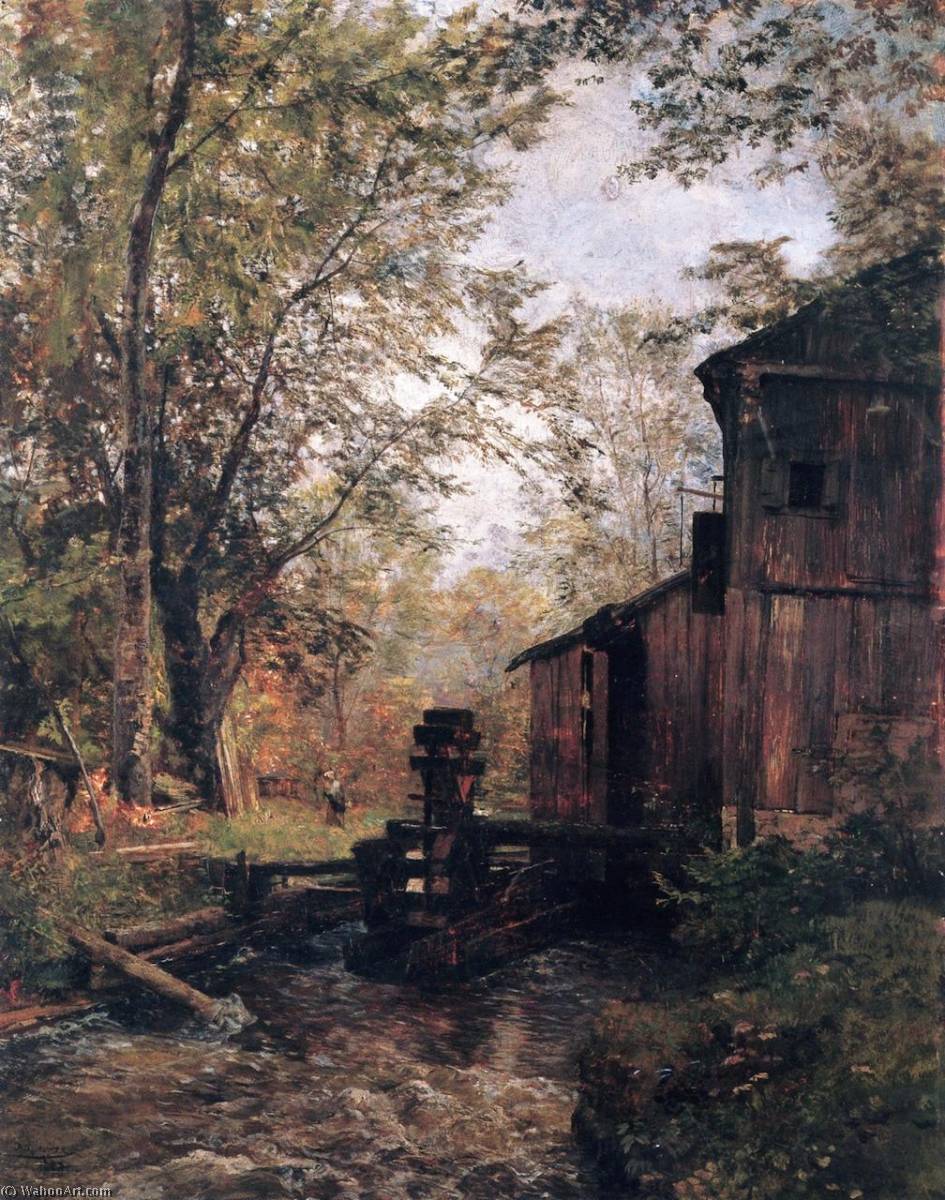 Order Paintings Reproductions Gosau Mill near Ischl, 1883 by Emil Jacob Schindler (1842-1892) | ArtsDot.com