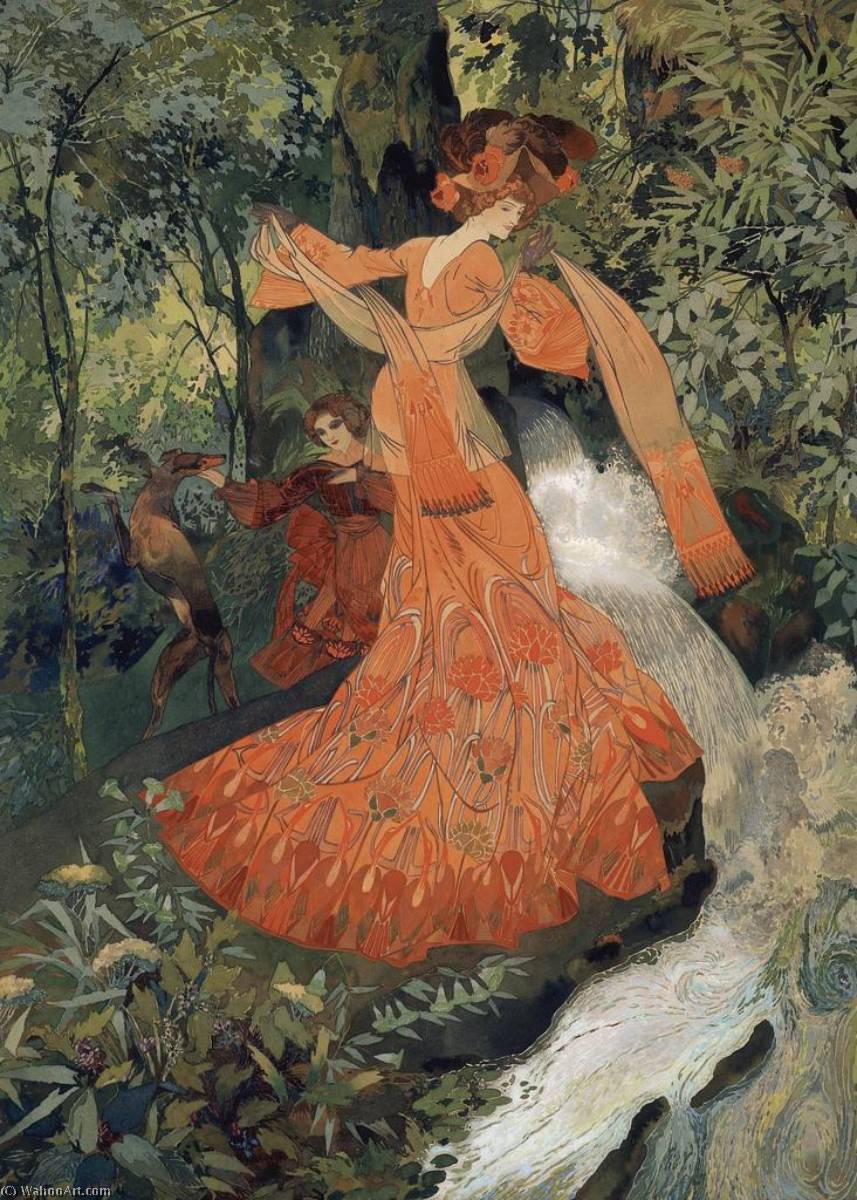 Order Oil Painting Replica Elegante Près d`une Source, 1903 by Georges De Feure (1868-1943) | ArtsDot.com