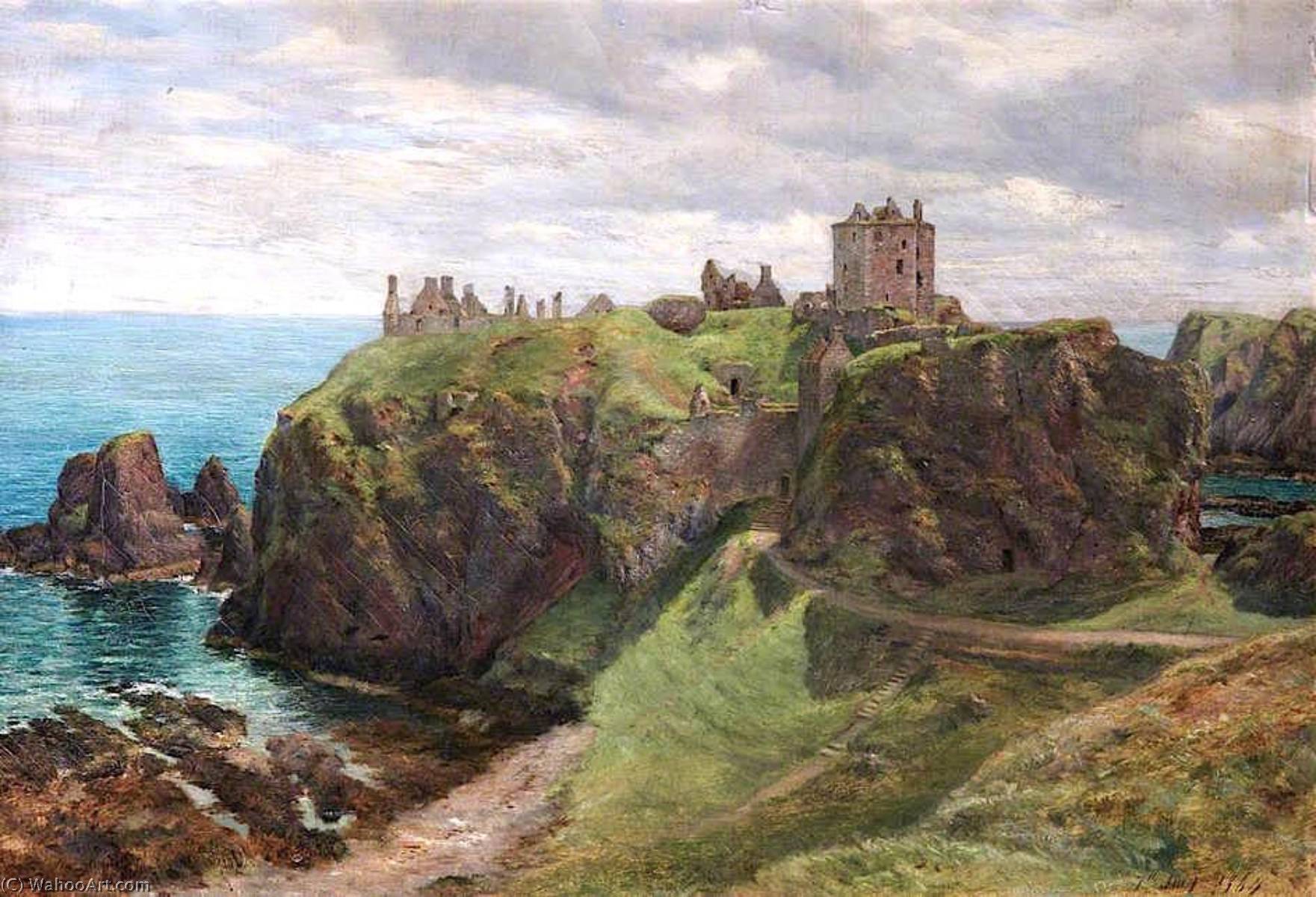 Order Oil Painting Replica Dunnotar Castle, Aberdeenshire, 1864 by George Agnew Reid (1860-1947, Canada) | ArtsDot.com