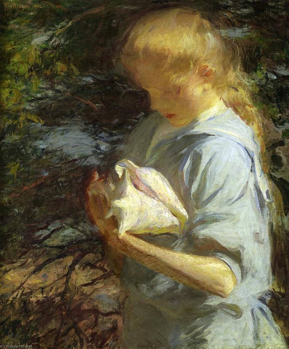 Buy Museum Art Reproductions Eleanor Holding a Shell, North Haven, Maine, 1902 by Frank Weston Benson (1862-1951, United States) | ArtsDot.com