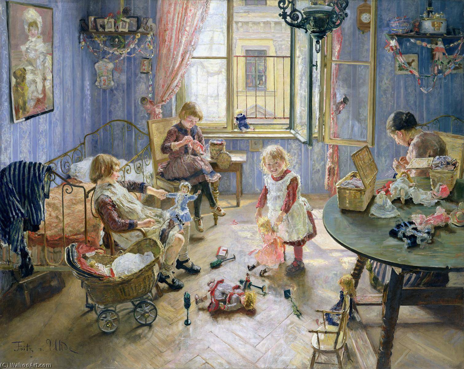 Pedir Reproducciones De Arte La habitación de los niños La Enfermera, 1889 de Fritz Von Uhde (1848-1911) | ArtsDot.com