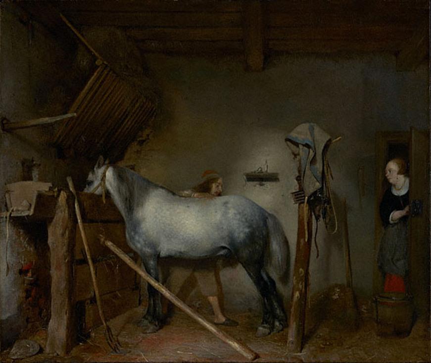 Order Oil Painting Replica Horse Stable, 1654 by Gerard Ter Borch The Younger (1617-1681, Netherlands) | ArtsDot.com