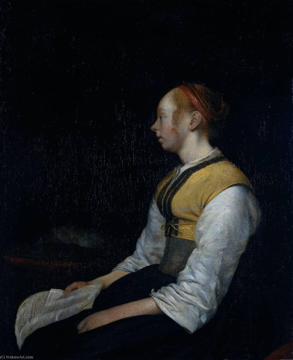 Order Paintings Reproductions Girl in Peasant Costume by Gerard Ter Borch The Younger (1617-1681, Netherlands) | ArtsDot.com