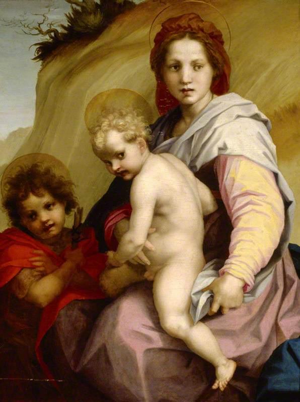 Order Paintings Reproductions The Madonna and Child with the Infant Saint John the Baptist (also known as The Fries Madonna), 1521 by Andrea Del Sarto (1486-1530, Italy) | ArtsDot.com