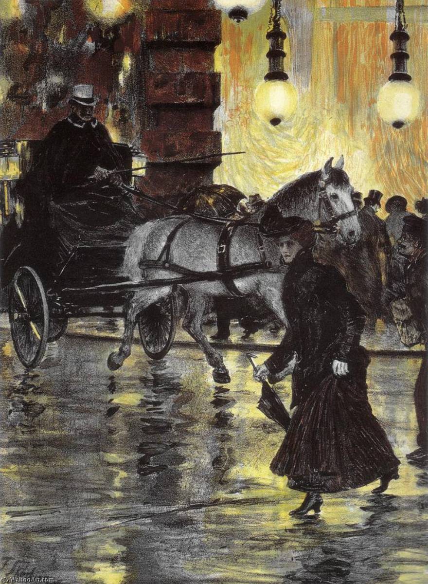 Order Paintings Reproductions Frederick street on a rainy night, 1902 by Franz Skarbina (1849-1910) | ArtsDot.com