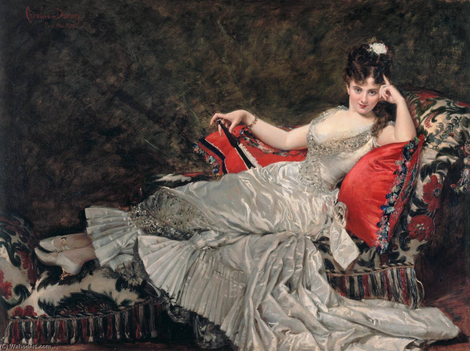Order Oil Painting Replica Portrait of Mademoiselle de Lancey, 1876 by Carolus-Duran (Charles-Auguste-Emile Durand) (1837-1917) | ArtsDot.com