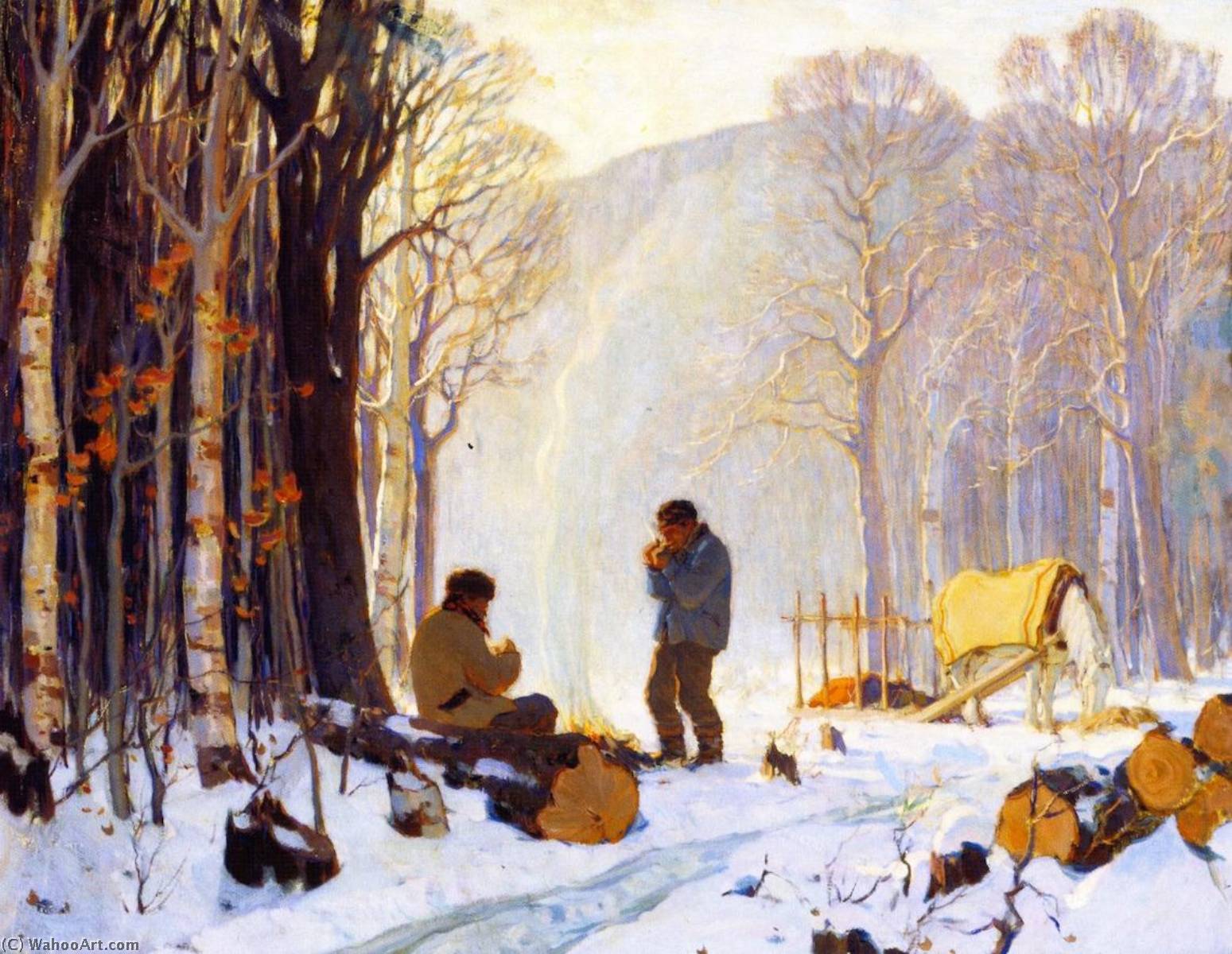 Order Oil Painting Replica Early Winter Morning in the Woods, Baie Saint Paul, 1924 by Clarence Alphonse Gagnon (1881-1942, Canada) | ArtsDot.com