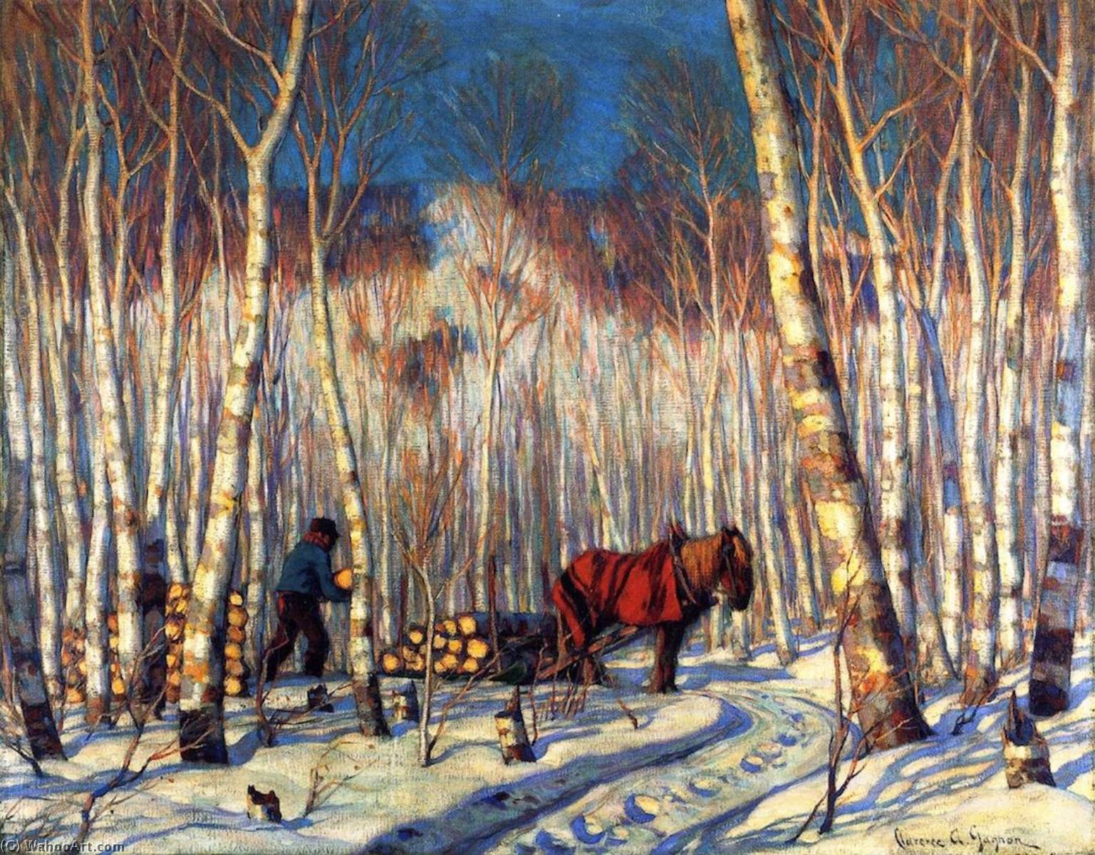Order Art Reproductions March in the Birch Woods, 1919 by Clarence Alphonse Gagnon (1881-1942, Canada) | ArtsDot.com
