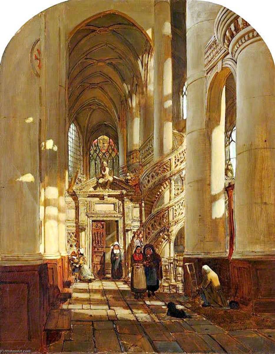 Order Artwork Replica The Interior of a Church in Paris by Henry Mark Anthony (1817-1886) | ArtsDot.com