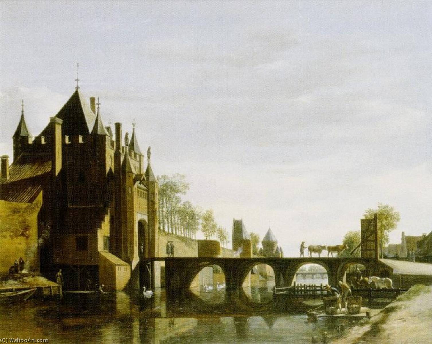 Commander Reproductions D'art Grote Houtpoort à Haarlem de Gerrit Adriaenszoon Berckheyde (1638-1698) | ArtsDot.com
