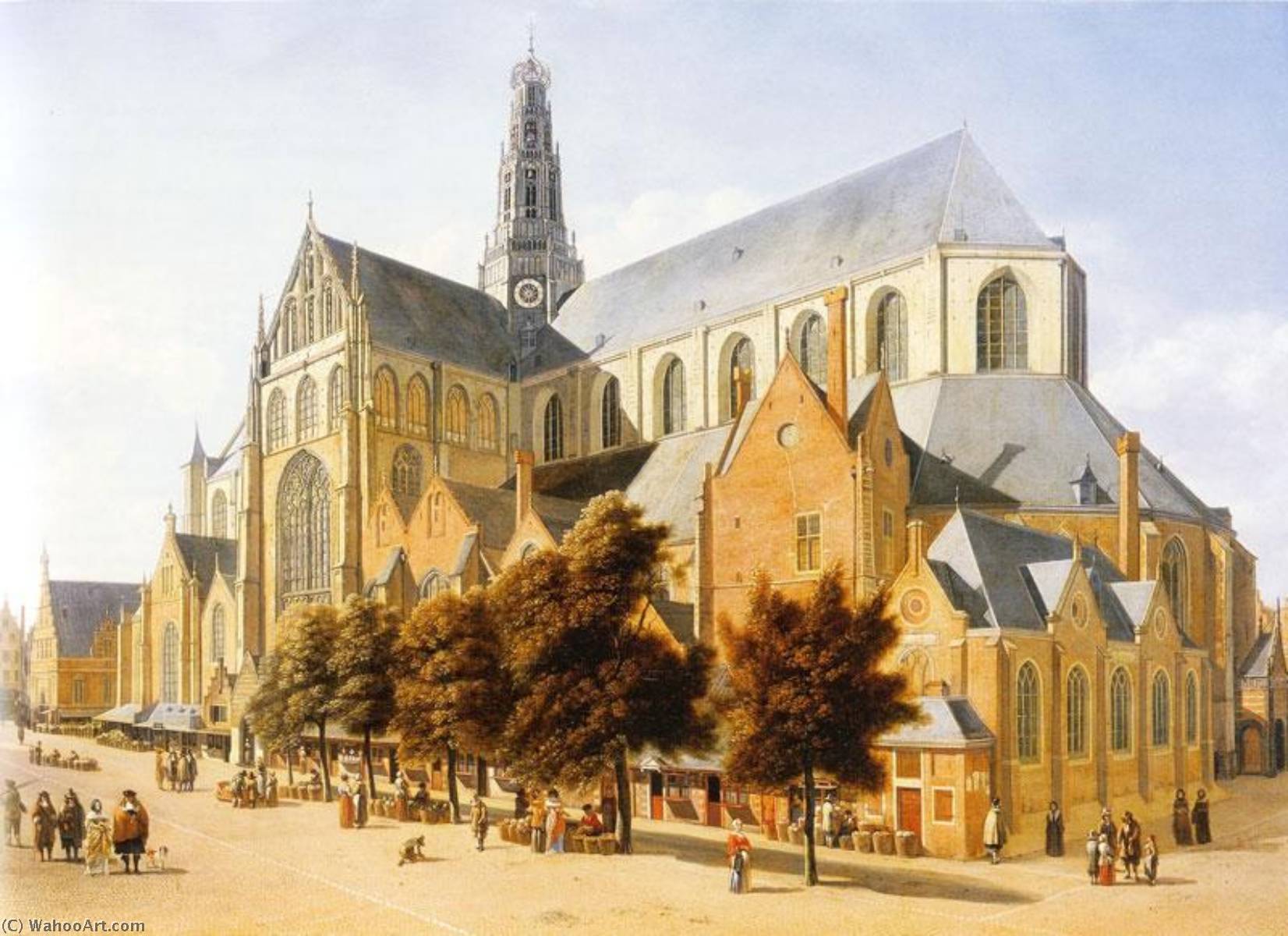 Order Paintings Reproductions The Grote or St. Bavokerk in Haarlem, 1666 by Gerrit Adriaenszoon Berckheyde (1638-1698) | ArtsDot.com