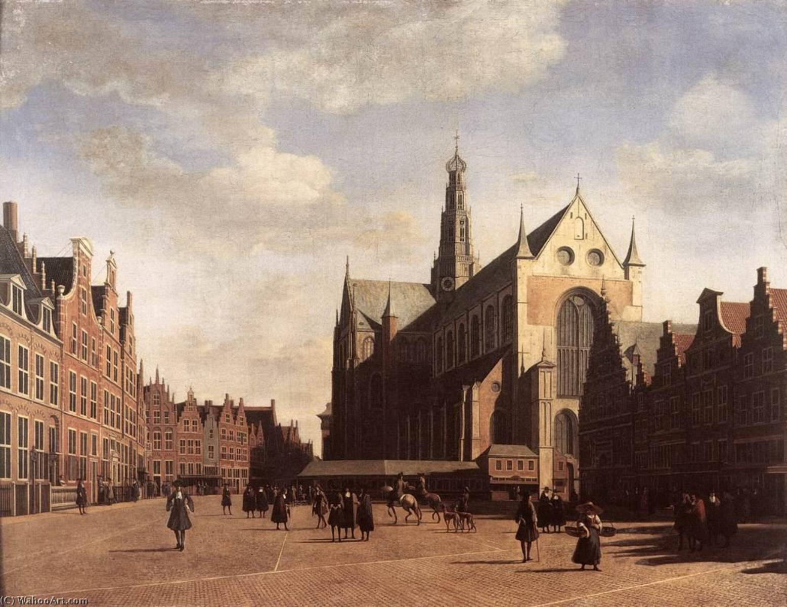 顺序 手工油畫 哈拉伦与圣巴沃的市场广场, 1696 通过 Gerrit Adriaenszoon Berckheyde (1638-1698) | ArtsDot.com