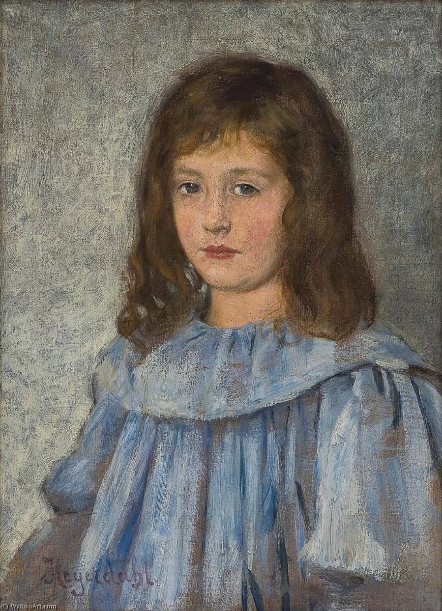 Buy Museum Art Reproductions Girl in a Blue Dress by Hans Heyerdahl (1857-1913) | ArtsDot.com