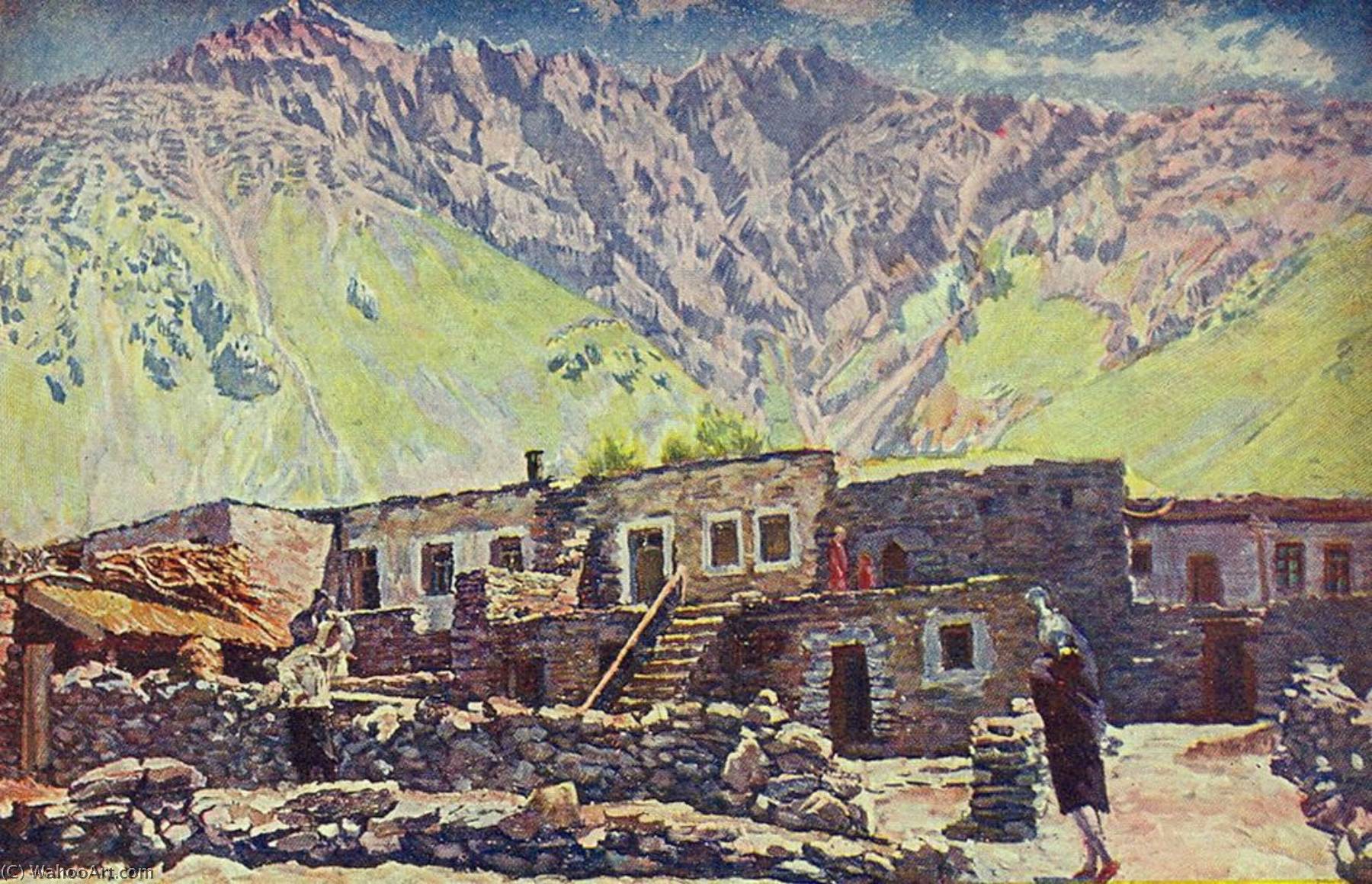 Buy Museum Art Reproductions Georgia. Mount Shat and Village, 1920 by Ilya Ivanovich Mashkov (1881-1944) | ArtsDot.com