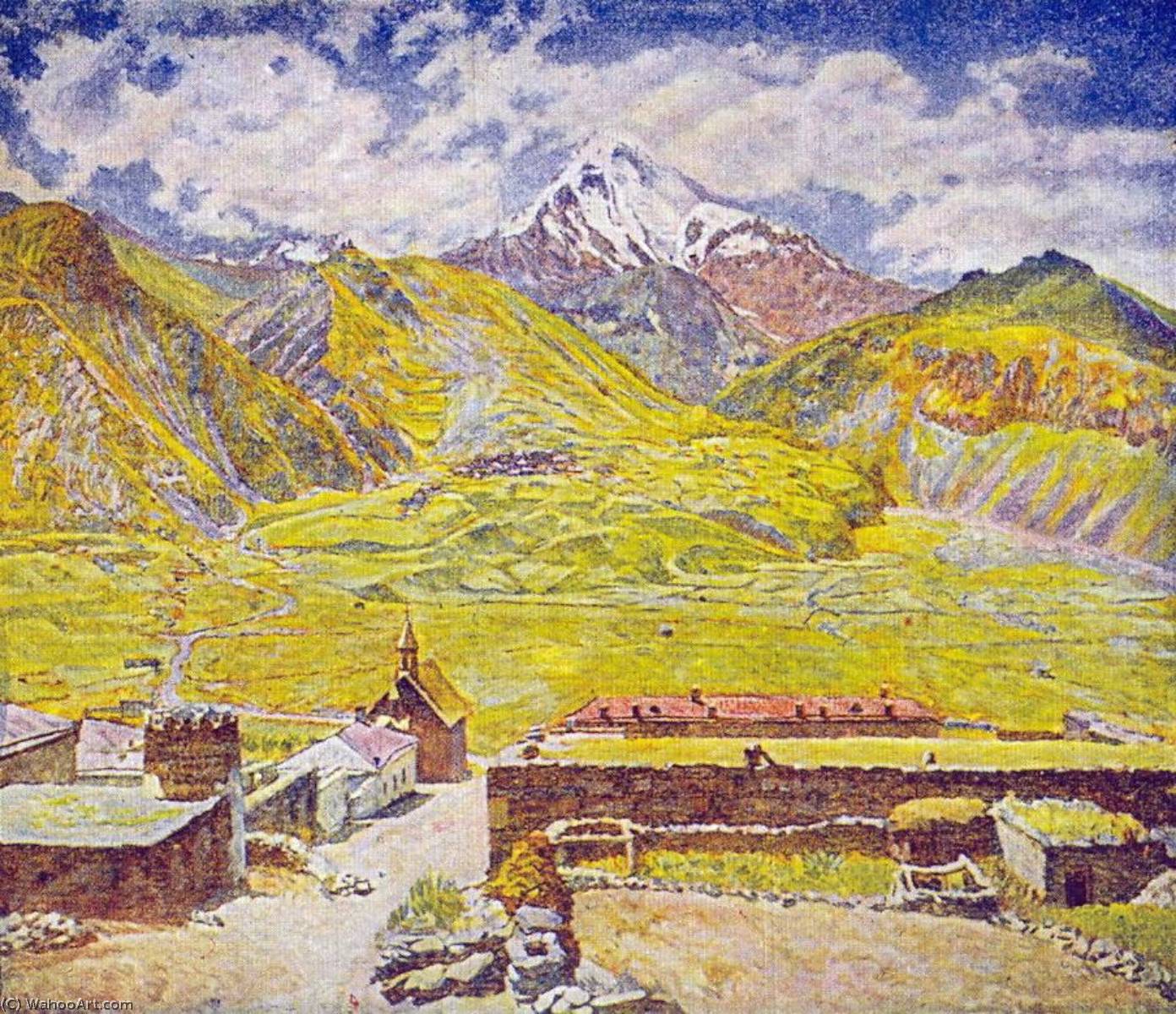 Order Oil Painting Replica Georgia. The Kazbek Mountain and Village, 1920 by Ilya Ivanovich Mashkov (1881-1944) | ArtsDot.com