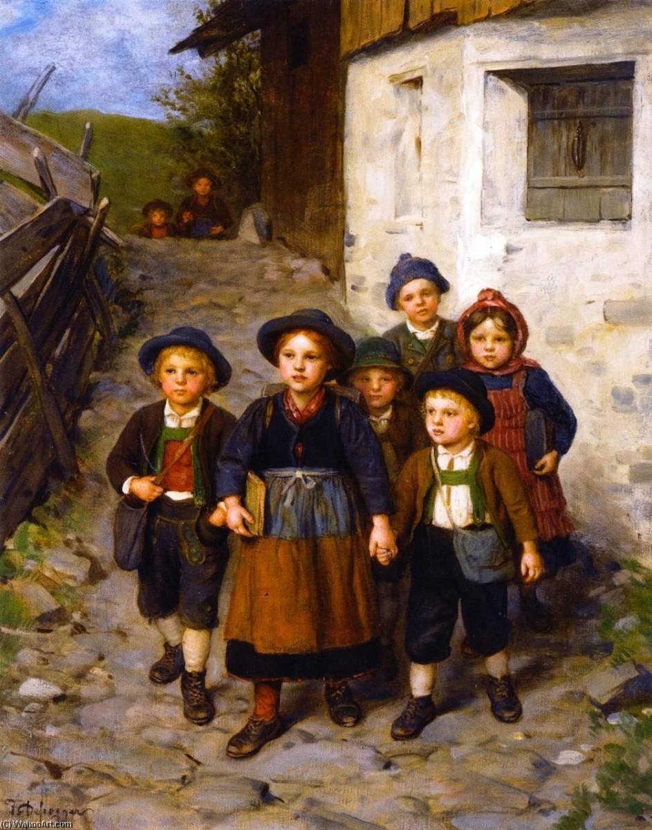 Order Oil Painting Replica Going to School by Franz Von Defregger (1835-1921, Austria) | ArtsDot.com