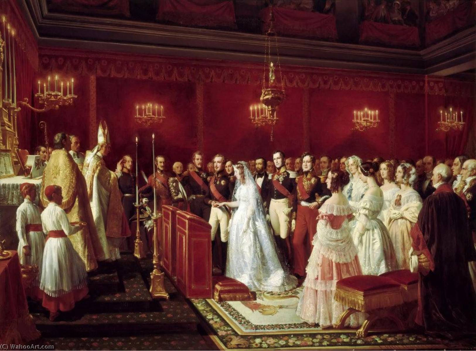 Order Art Reproductions The Marriage of Duke of Aumale with Maria Carolina of Bourbon by Henri Félix Emmanuel Philippoteaux (1815-1884, France) | ArtsDot.com