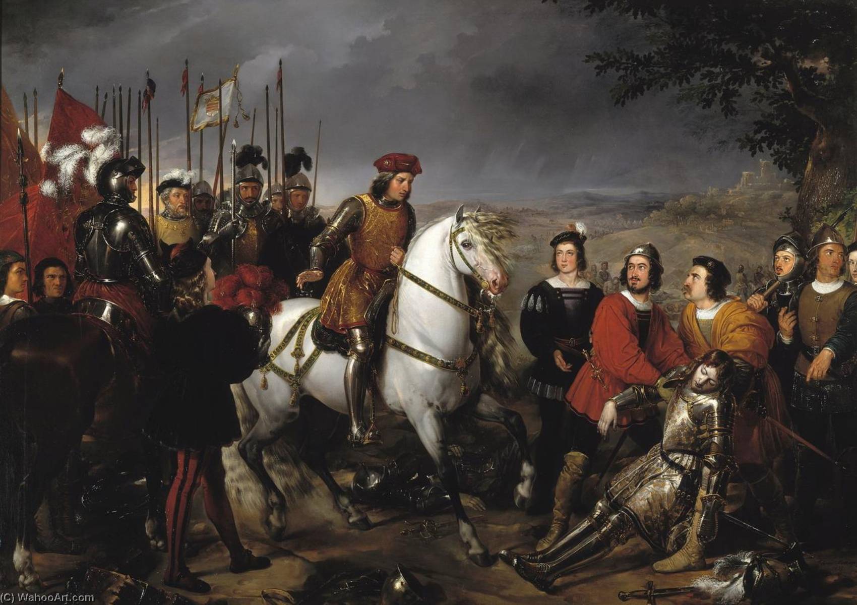 Order Paintings Reproductions El Gran Capitán recorriendo el campo de la Batalla de Ceriñola by Federico De Madrazo Y Kuntz (1815-1894) | ArtsDot.com