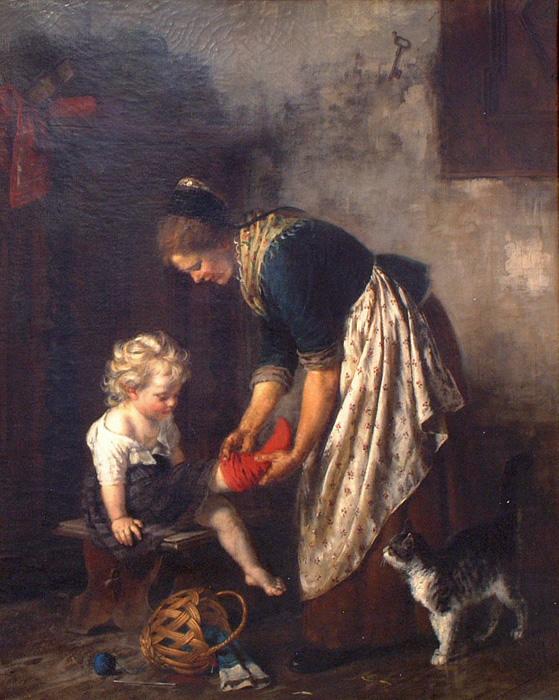 Order Oil Painting Replica Mother Dressing the Child by Rudolf Epp (1834-1910) | ArtsDot.com