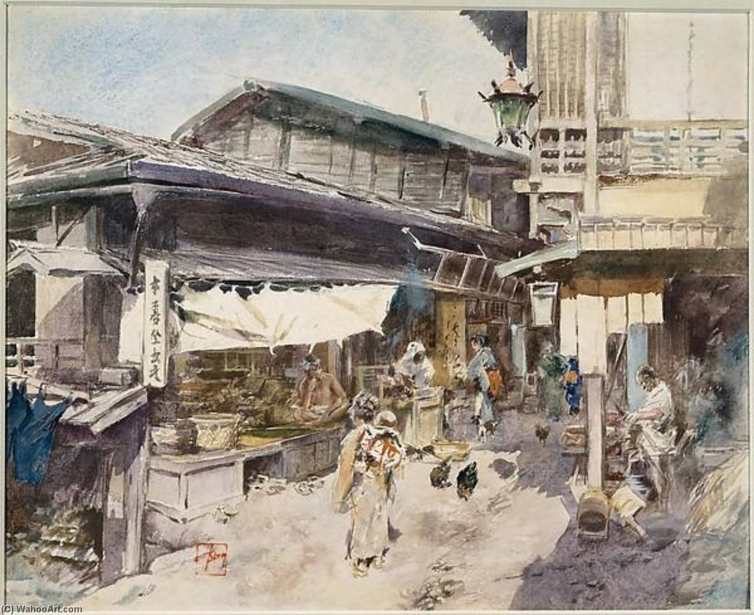 Order Oil Painting Replica Street Scene in Ikao, Japan by Robert Frederick Blum (1857-1903, United States) | ArtsDot.com