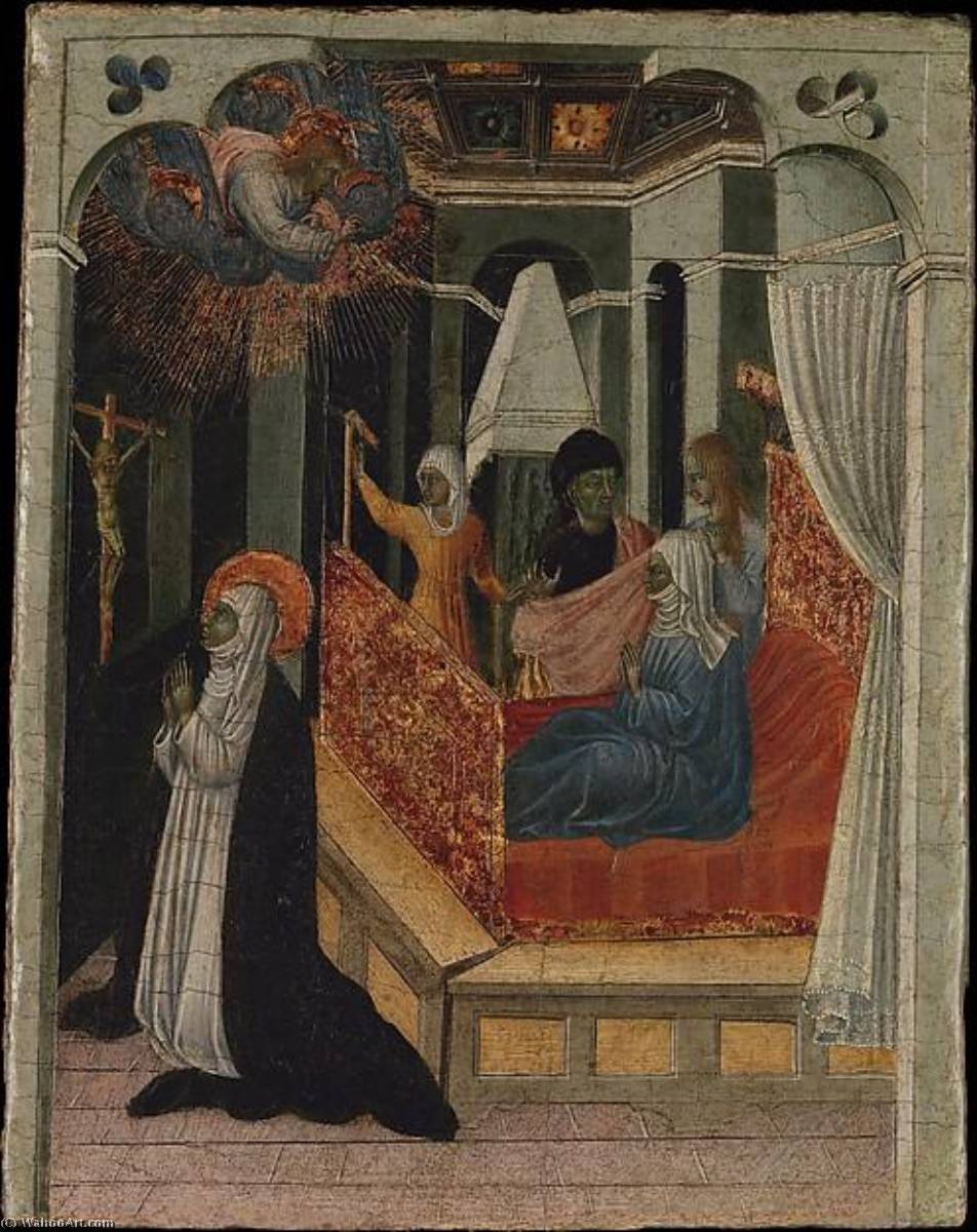 Order Paintings Reproductions Saint Catherine of Siena Beseeching Christ to Resuscitate Her Mother, 1447 by Giovanni Di Paolo Di Grazia (1403-1482) | ArtsDot.com