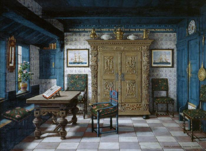 Order Artwork Replica Deutsch Die blaue Stube English The blue Living Room, 1912 by Carl Ludwig Jessen (1833-1917) | ArtsDot.com