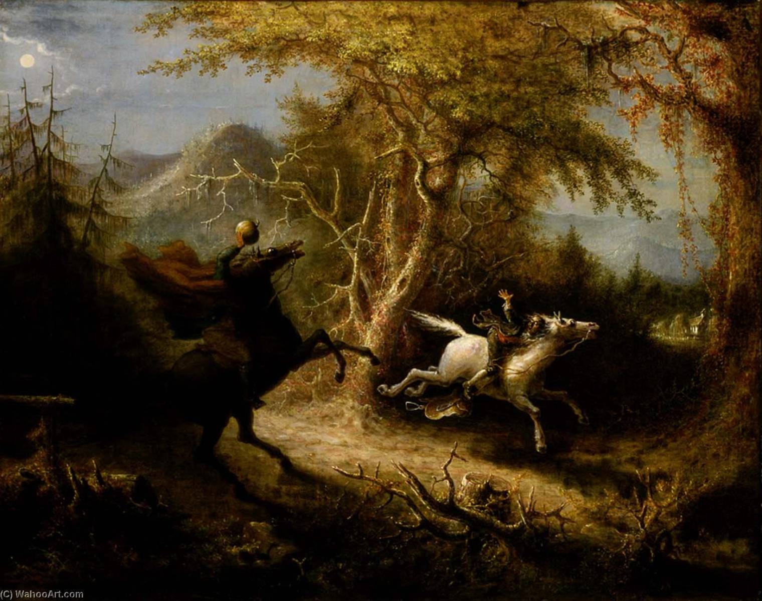 Order Paintings Reproductions The Headless Horseman Pursuing Ichabod Crane, 1858 by John Quidor (1801-1885, United States) | ArtsDot.com