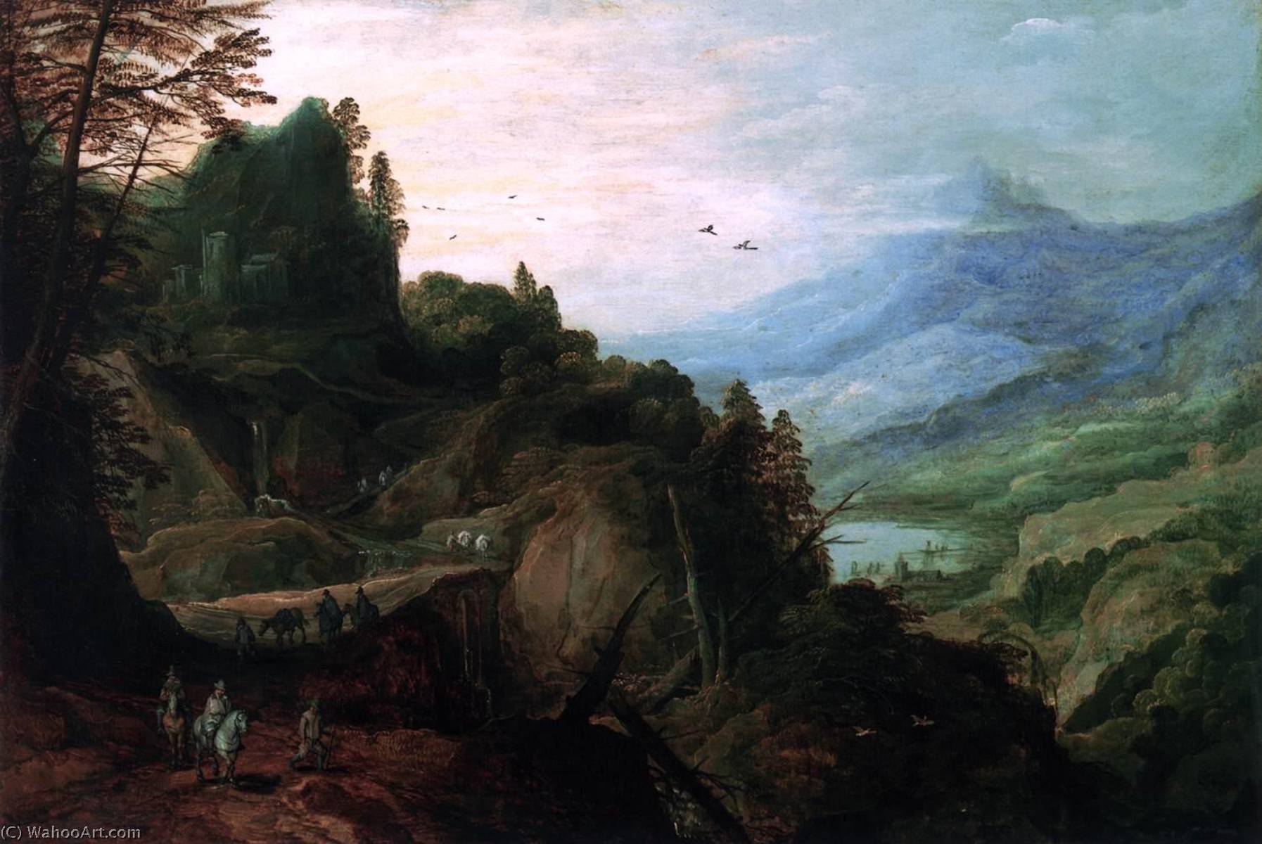 Buy Museum Art Reproductions Landscape with a Mountian Pass, 1610 by Joos De Momper The Younger (1564-1635) | ArtsDot.com