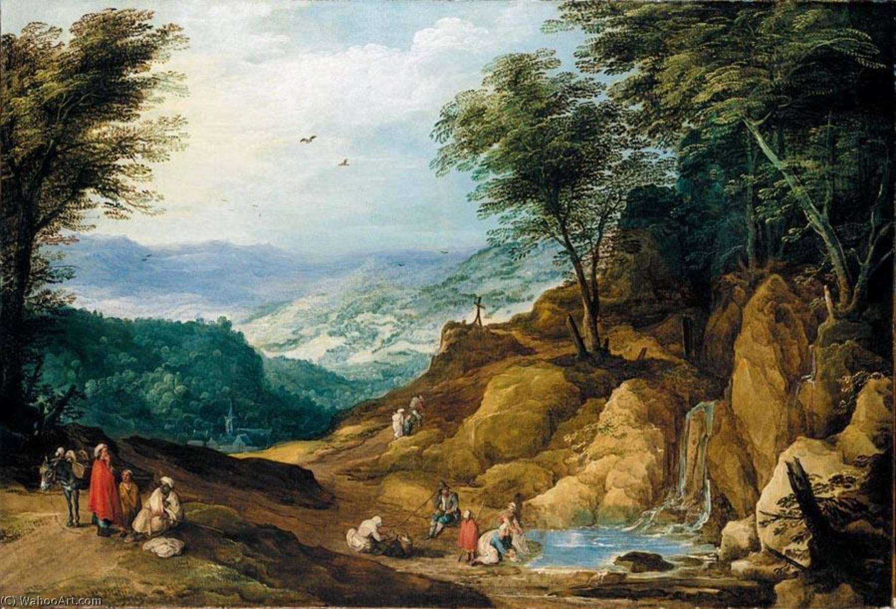 Buy Museum Art Reproductions An Extensive Mountainous Landscape with Figures, 1620 by Joos De Momper The Younger (1564-1635) | ArtsDot.com