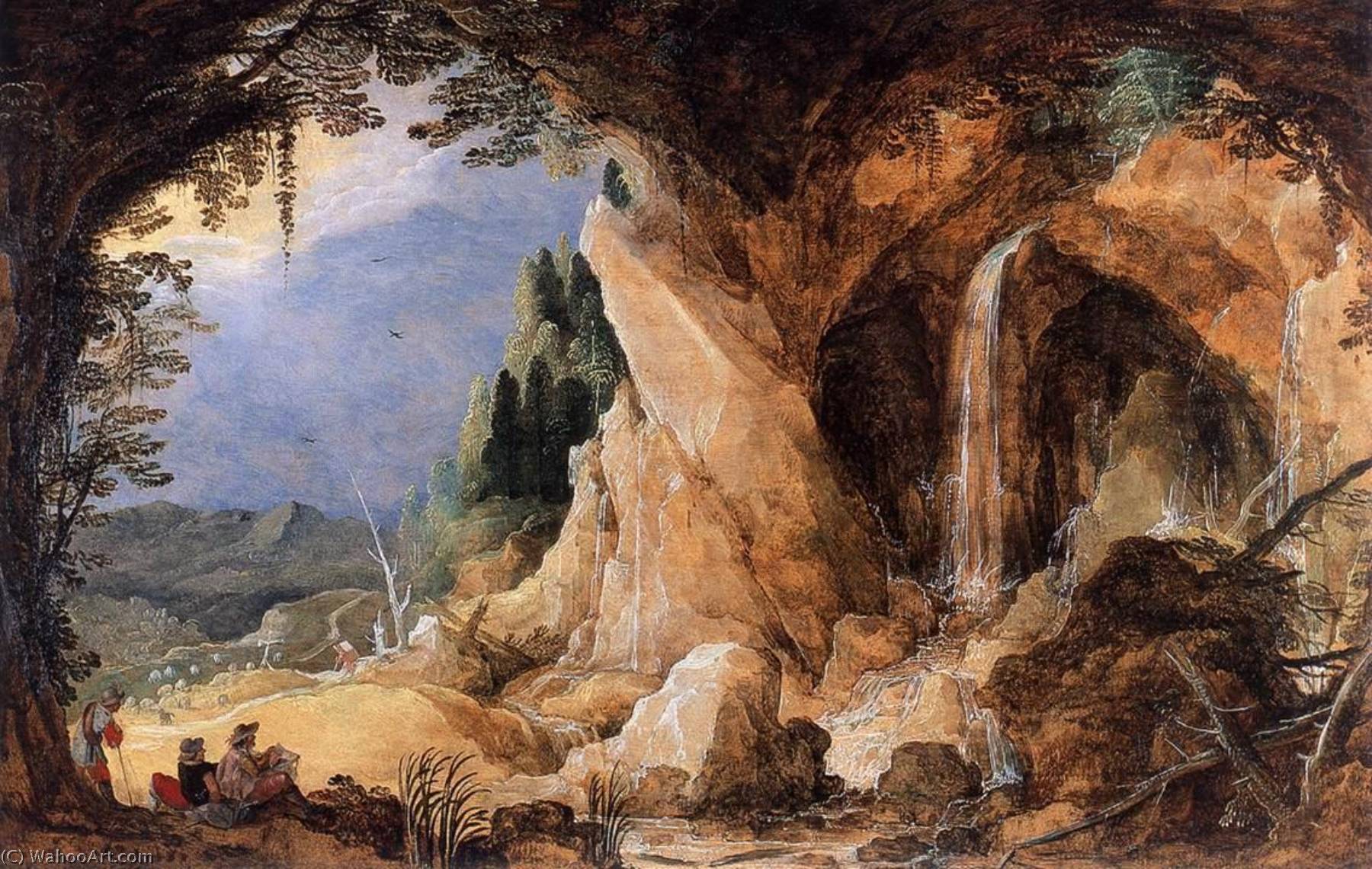 Order Paintings Reproductions Landscape with Grotto, 1600 by Joos De Momper The Younger (1564-1635) | ArtsDot.com