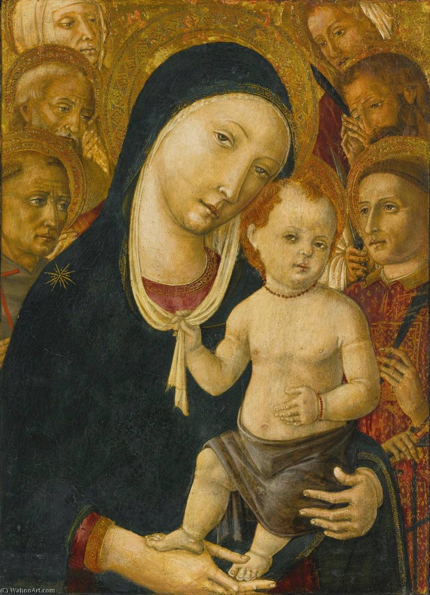 Order Art Reproductions The Madonna and Child with six saints by Matteo Di Giovanni Di Bartolo (1435-1495) | ArtsDot.com
