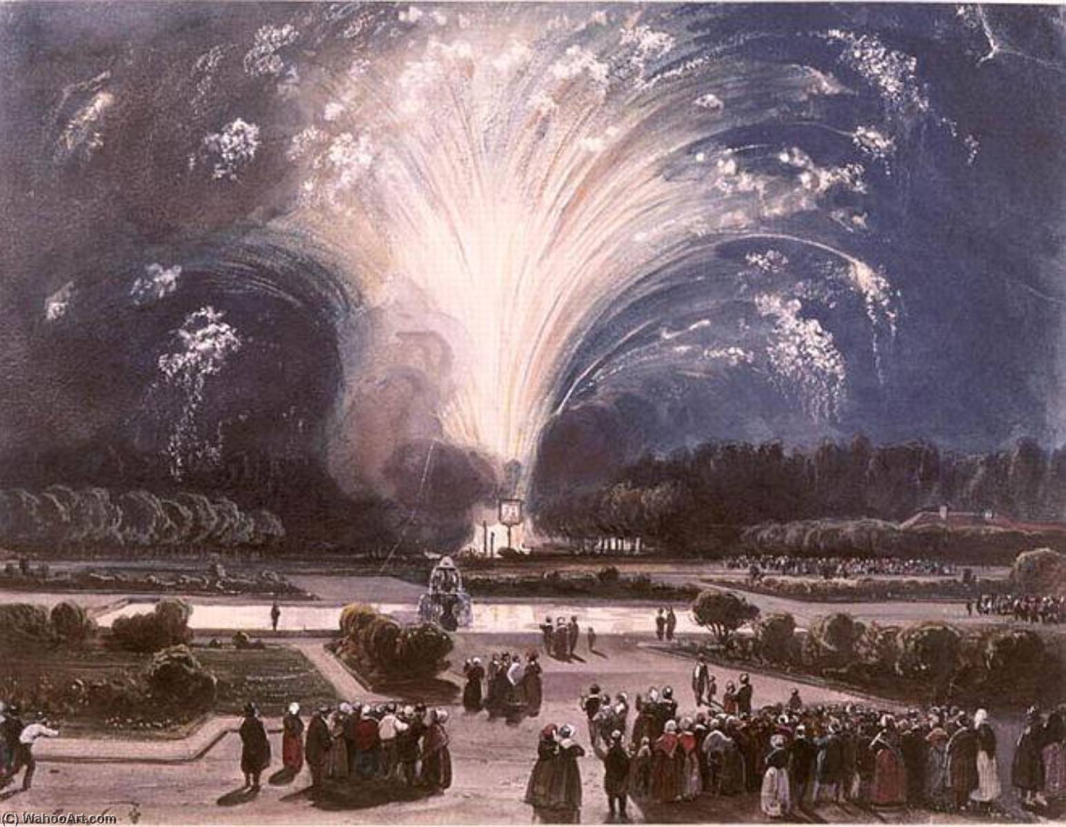Order Artwork Replica Fireworks at Fontainbleau for the Marriage of the duc de Chartres, 1837 by Camille Joseph Étienne Roqueplan (1803-1855) | ArtsDot.com