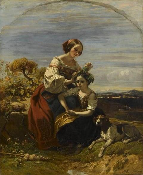 Comprar Reproducciones De Arte Del Museo Chicas italianas en la campaña romana, 1837 de Camille Joseph Étienne Roqueplan (1803-1855) | ArtsDot.com