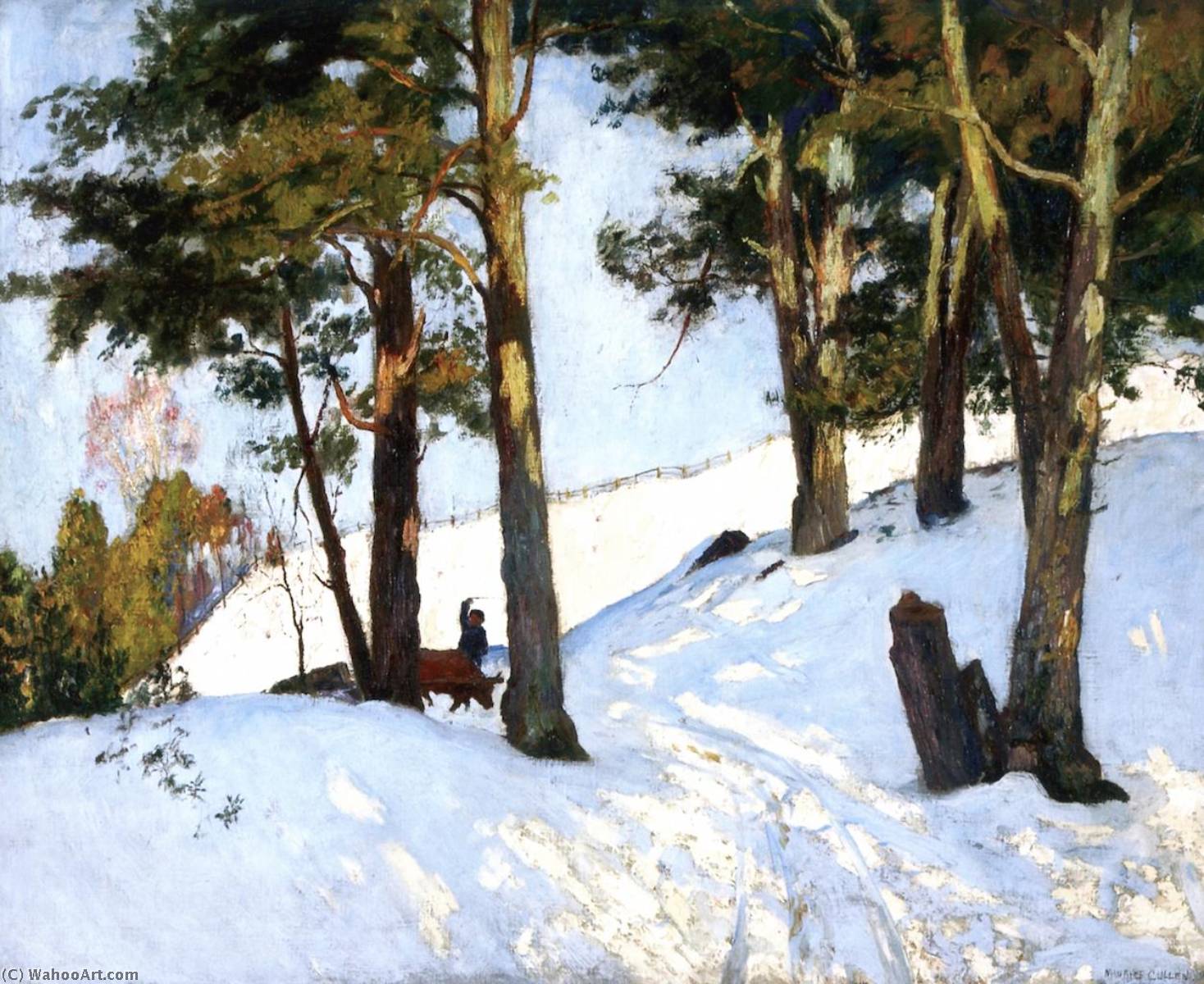 顺序 手工油畫 冬天投票,博普雷, 1896 通过 Maurice Cullen (1866-1934, Canada) | ArtsDot.com