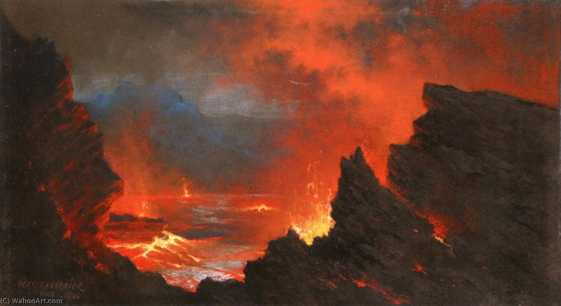Order Paintings Reproductions Hilo (also known as Hawaiian Volcano), 1886 by Jules Tavernier (1844-1889, France) | ArtsDot.com